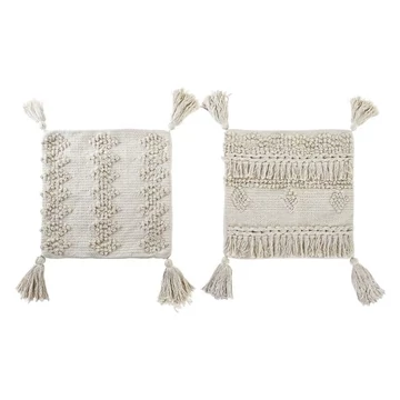 Párnahuzat bojtos pamut 45x3x45 cm bézs 2 féle