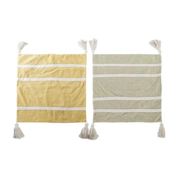 Párnahuzat bojtos pamut 60x1x60 cm sárga, zöld 2 féle