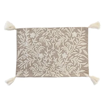 Párnahuzat leveles pamut 60x1x40 cm szürke, fehér