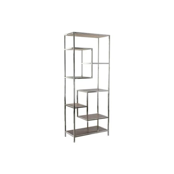 Polc acél, mdf 80x40x200 cm ezüst