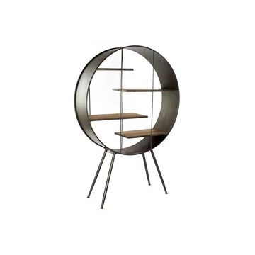 Polc fa, fém 118x34x172 cm barna, fekete