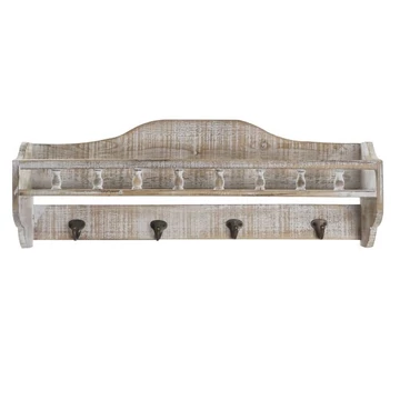 Polc falra akasztóval fa 60x12x23 cm barna, fehér