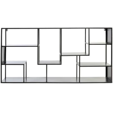 Polc falra fém 120x20x60 cm fekete