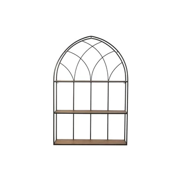 Polc falra fém, mdf 80x20x119 cm natúr, fekete