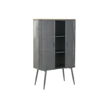 Polc fém, fa 79x39x133 cm szürke, natúr