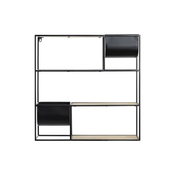 Polc fém, mdf 60x15x60 cm natúr, fekete