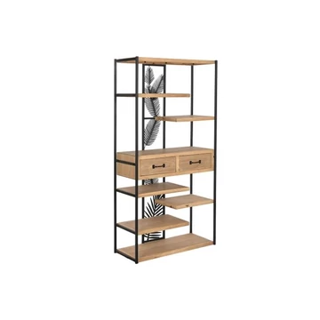 Polc fém, mdf 80x33x160 cm fekete, barna