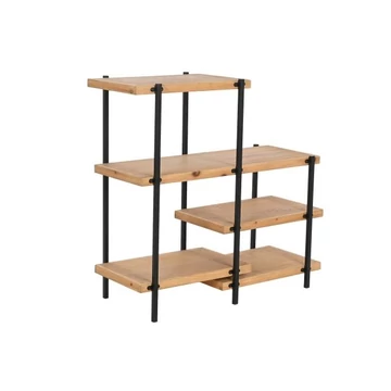 Polc fém, mdf 80x34x80 cm fekete, barna