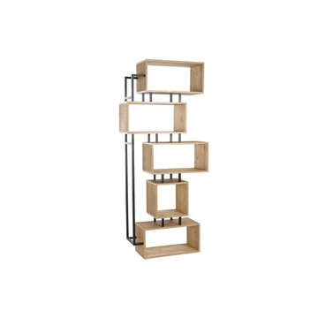Polc fém, mdf 84x30x190 cm fekete, barna