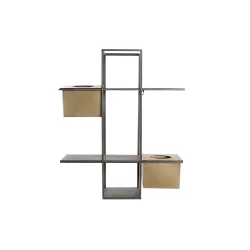 Polc kaspóval fém 50x16x60 cm fekete, réz