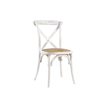 Szék fa, rattan 48x42x88 cm fehér, natúr