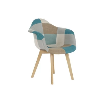 Szék patchwork poliészter, fenyő 62x61x80,5 cm menta, világosbarna