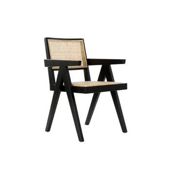 Szék szilfa, rattan 56,5x60x86 cm fekete, natúr