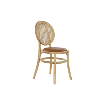 Szék szilfa, rattan, bőr 43x43x89 cm barna, natúr