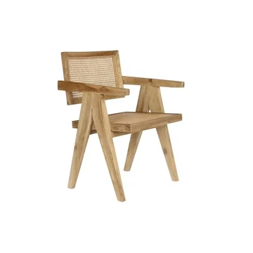 Szék teakfa, rattan 58x56x82 cm natúr