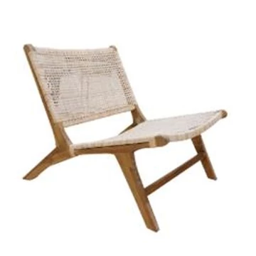 Szék teakfa, rattan 65x80x68 cm fehér