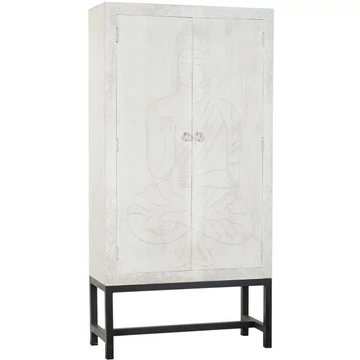 Szekrény Buddha mangófa, fém 100x40x197 cm fehér, fekete