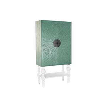 Szekrény fa, fém 106x48x208 cm türkizkék, fehér