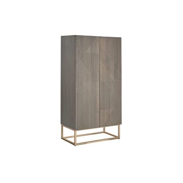 Szekrény fa, rózsaalmafa 70x38x140 cm sötétszürke, arany