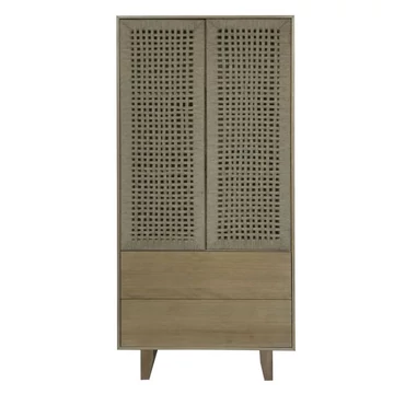 Szekrény fenyő, juta 75x45x170 cm natúr, bézs