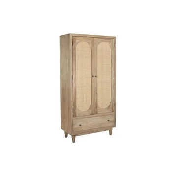 Szekrény mangófa, rattan 90x40x180 cm natúr