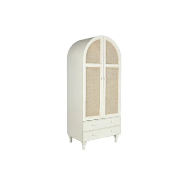 Szekrény szilfa, rattan 85x56x200 cm fehér, natúr