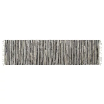 Szőnyeg bojtos bőr, pamut 60x240x1 cm szürke