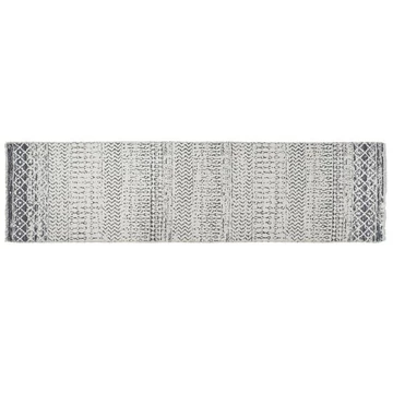Szőnyeg előszoba pamut, poliészter, műszál 60x240x1 cm szürke, fehér