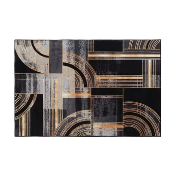 Szőnyeg geometrikus poliészter 160x230x0,4 cm fekete, arany