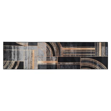 Szőnyeg geometrikus poliészter 60x240x0,4 cm fekete, arany