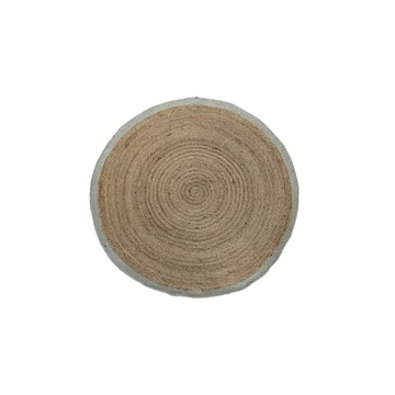 Szőnyeg juta, pamut 120x120x1 cm világosbarna, türkizzöld