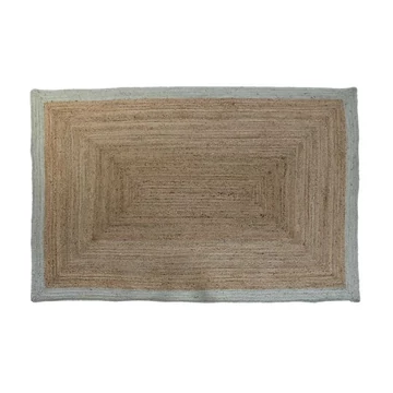 Szőnyeg juta, pamut 160x230x1 cm világosbarna, türkizzöld