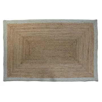 Szőnyeg juta, pamut 200x290x1 cm világosbarna, türkizzöld