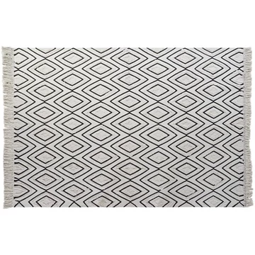 Szőnyeg rombusz pamut 160x250x0,7 cm fehér, fekete