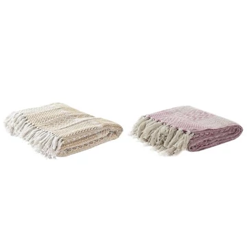 Takaró bojtos pamut 150x200x0,5 cm pink, mustársárga 2 féle