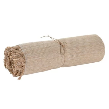 Takaró bojtos újrahasznosított pamut, újrahasznosítottpoliészter 150x250x0,2 cm világosbarna, fehér
