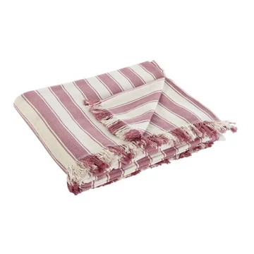 Takaró újrahasznosított pamut 150x250 cm pink, törtfehér