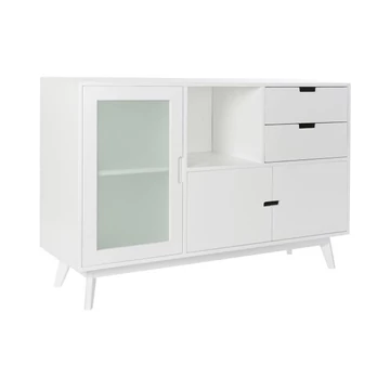 Tálalószekrény császárfa, mdf, üveg 120x35x80 cm fehér, sötétszürke