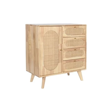 Tálalószekrény gumifa, rattan, fém 73,5x35x78 cm natúr