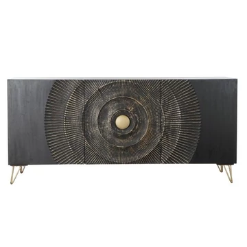 Tálalószekrény mangófa, fém 160x45x75 cm fekete, arany