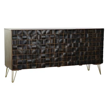 Tálalószekrény mangófa, fém 160x45x80 cm sötétbarna, arany