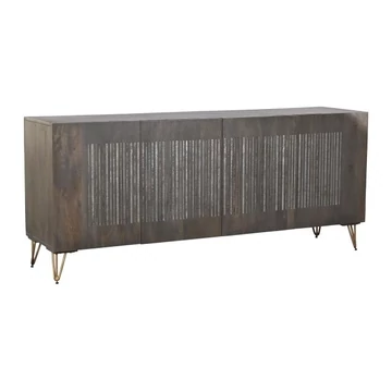 Tálalószekrény mangófa, fém 177x45x77 cm barna