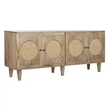 Tálalószekrény mangófa, rattan 150x40x65 cm natúr