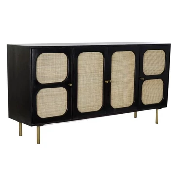 Tálalószekrény mangófa, rattan 150x40x78 cm színes