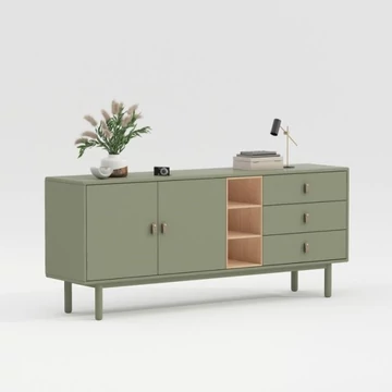 Tálalószekrény mdf, poliuretán 180x40x75 cm zöld