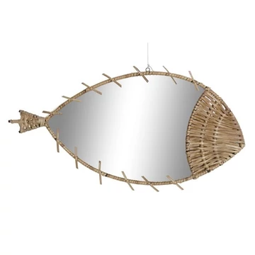 Tükör hal rattan, üveg 53x3x29 cm natúr
