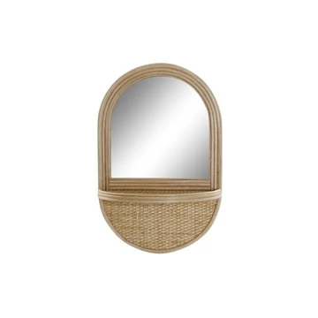 Tükör polccal rattan, üveg 30,5x15x46 cm natúr