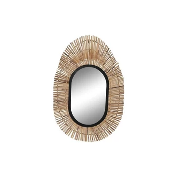 Tükör rattan, üveg, fém 63x1,5x92 cm natúr, fekete