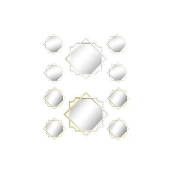 Tükör szett geometrikus polipropilén, üveg 50x2x50 cm arany, pezsgő 2 féle S/5
