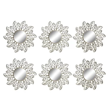 Tükör szett leveles polipropilén, üveg 25x2x25 cm arany, pezsgő 2 féle S/3
